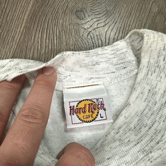 Vintage Hard Rock Amsterdam Heather Gray Sweatshirt Crewneck Embroidered Large - Picture 5 of 7